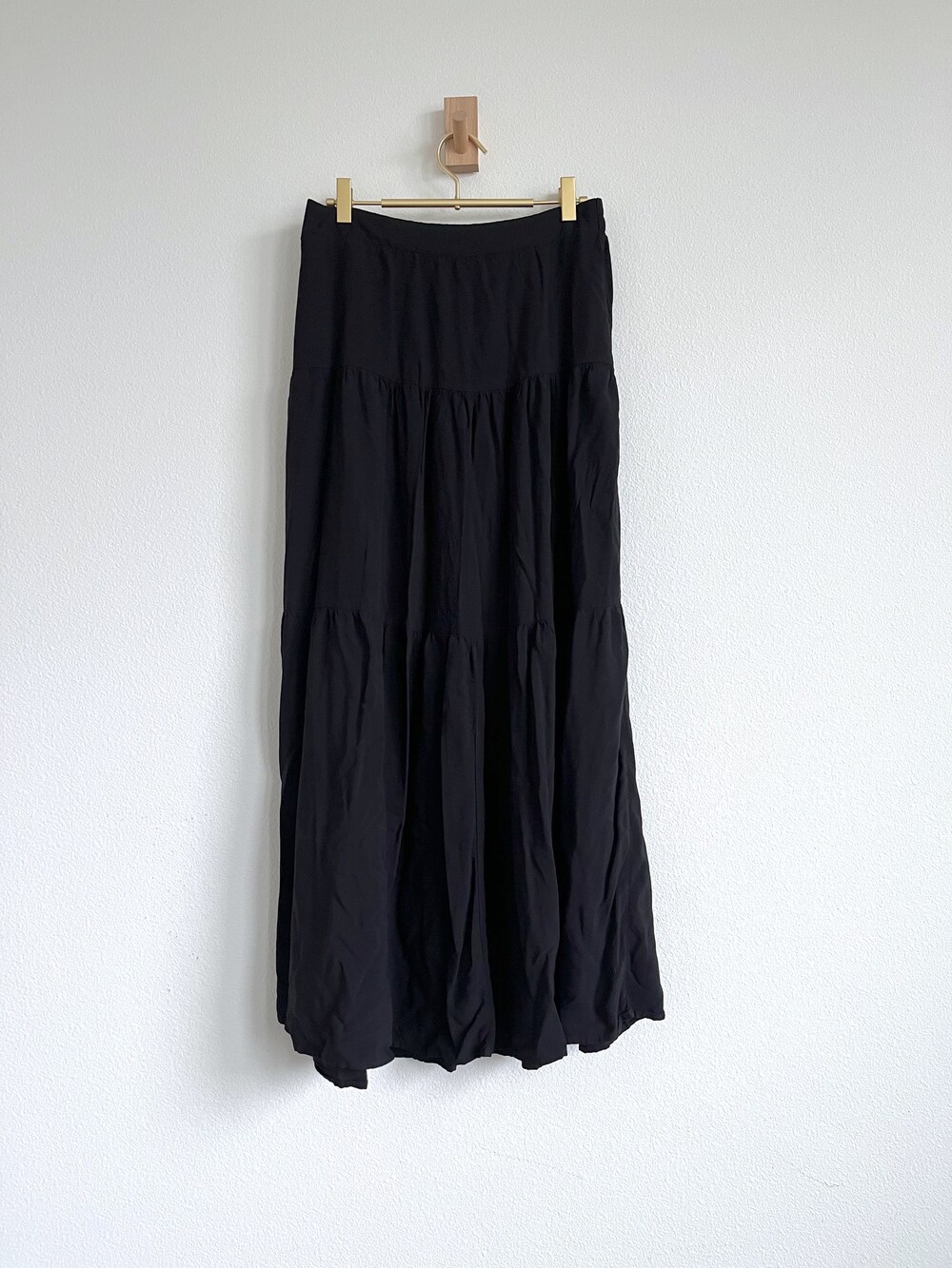 Black High Waist Whimsigoth Witchy Boho Prairie Tiered Maxi Skirt